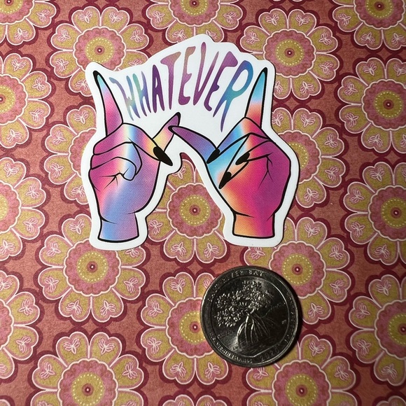 WhatEver Retro Vintage Groovy Metallic Holographic Foil AESTHETIC Single Sticker - Picture 2 of 3